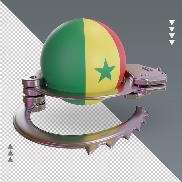 3d Kajdanki Z Flagą Senegalu Renderującą Lewy Widok