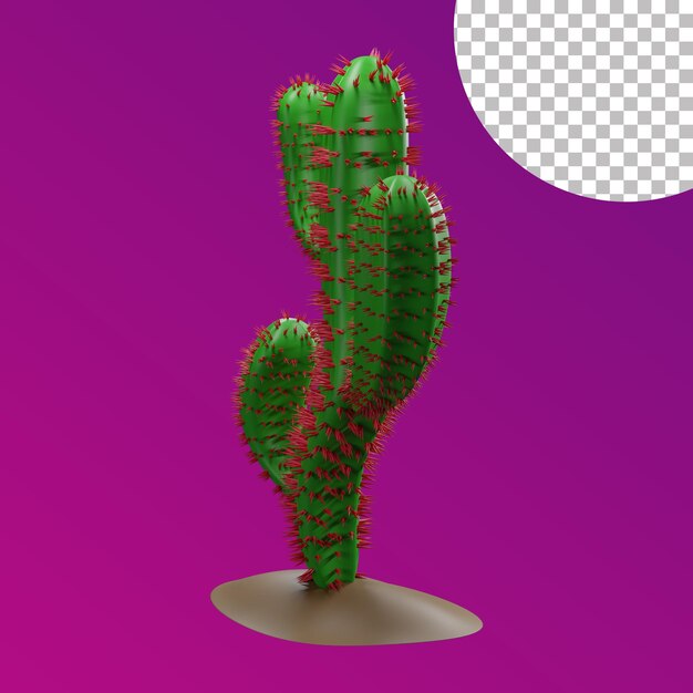 3d Kaktus Trzy Gałęzie