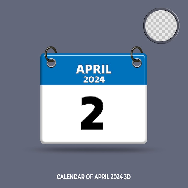 PSD 3d kalenderdatum april 2024