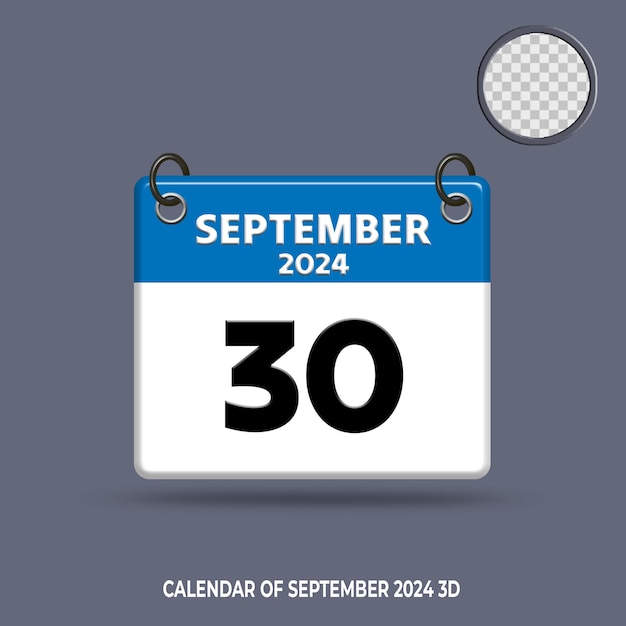 PSD 3d kalenderdatum van september 2024