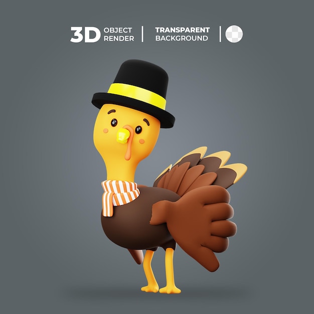 PSD 3d kalkoen thanksgiving karakter