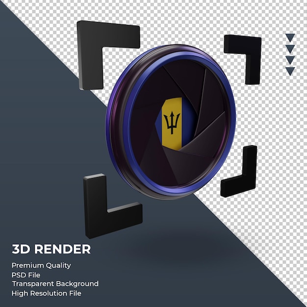 3d kamera migawki Barbados flaga renderująca widok z lewej strony