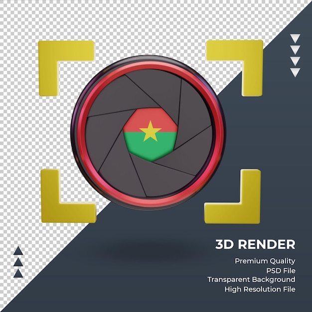 3d Kamera Migawkowa Flaga Burkina Faso Renderująca Widok Z Przodu