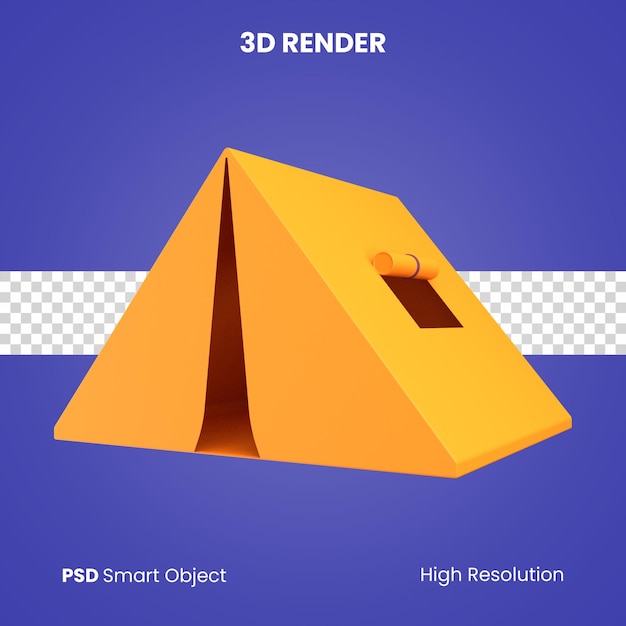 PSD 3d-kampeertent render geïsoleerd