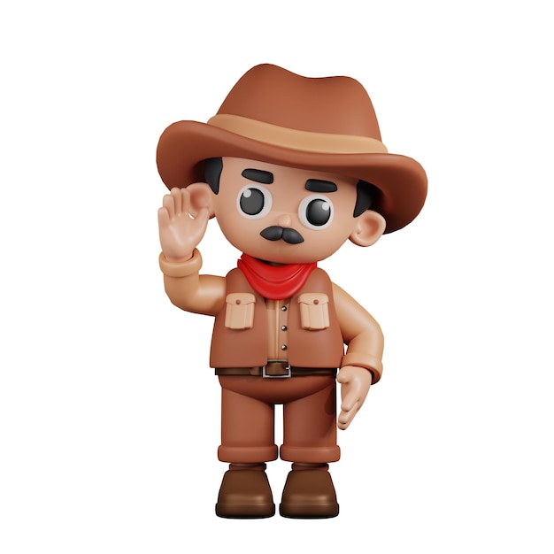 3d karakter cowboy groet pose