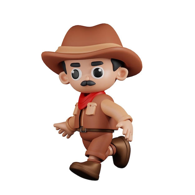 3D karakter Cowboy lopende pose