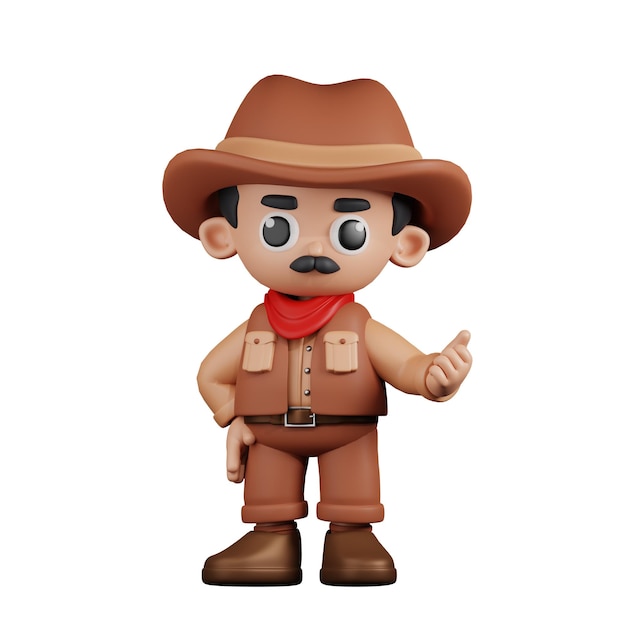 3D karakter Cowboy wijst volgende pose