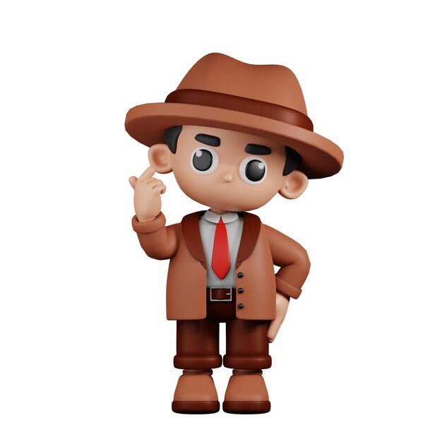 3d karakter detective geeft mini love pose