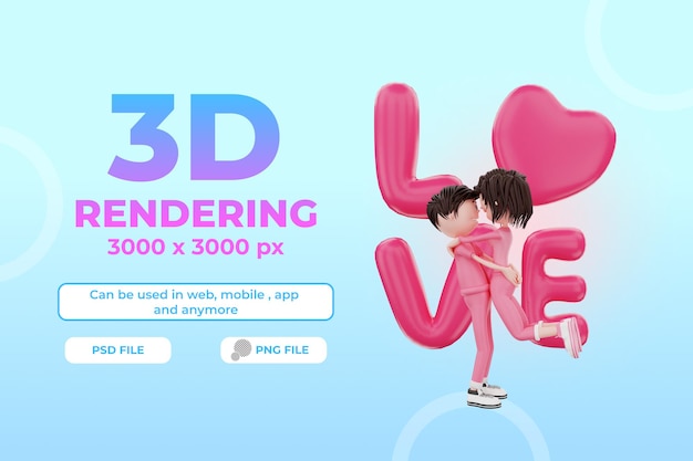 PSD 3d karakter paar valentijn illustratie object