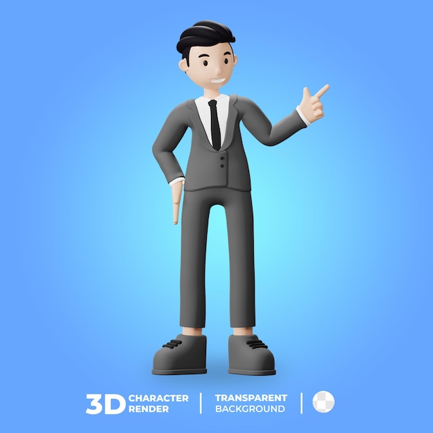 3d karakter zakenman wijzend