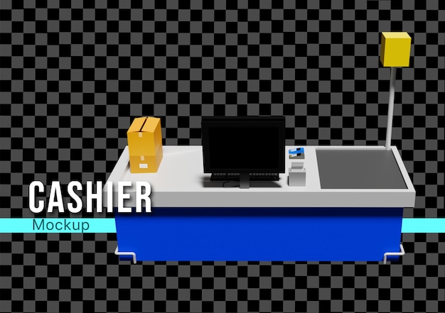 3D kasjerka dla supermarketu Mockup