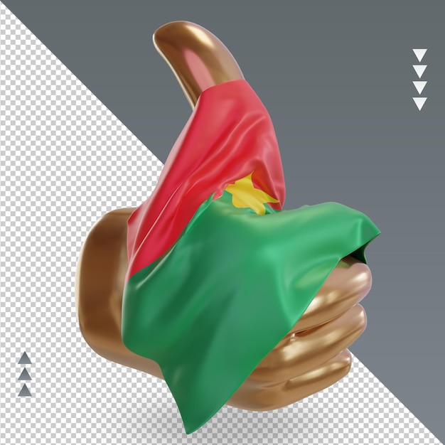 PSD 3d kciuk flaga burkina faso renderujący widok z lewej strony