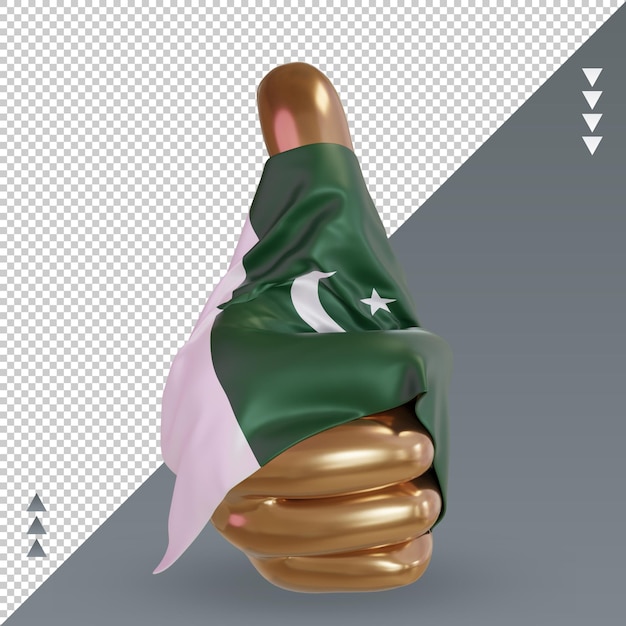 3d Kciuk Flaga Pakistanu Renderujący Widok Z Przodu