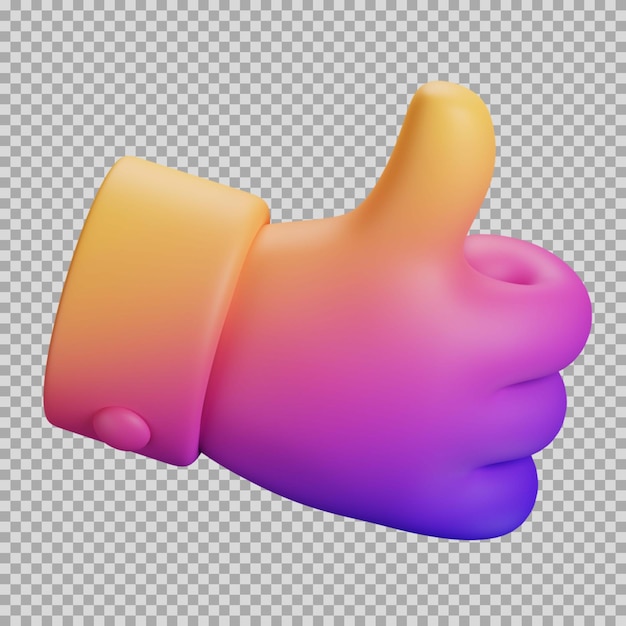 3D kciuk w górę ikona dynamicznego gradientu