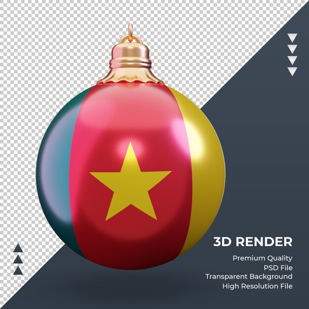 3d kerst bal kameroen vlag rendering vooraanzicht