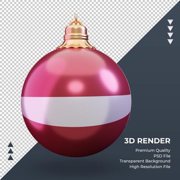 3d kerst bal letland vlag rendering vooraanzicht