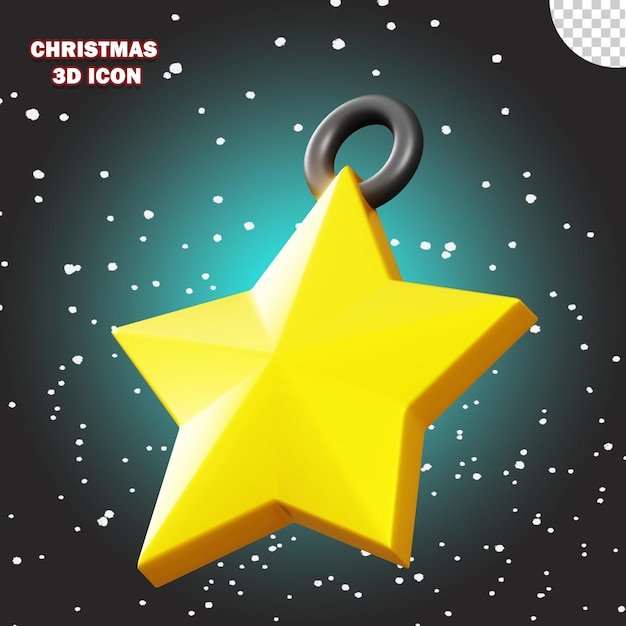 3d kerst icoon ster ornament achtergrond transparante png