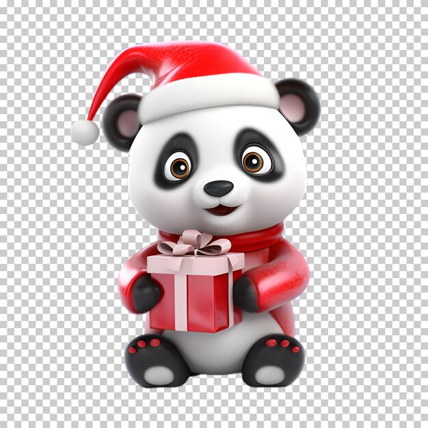 PSD 3d kerst panda personage geïsoleerd op transparante achtergrond