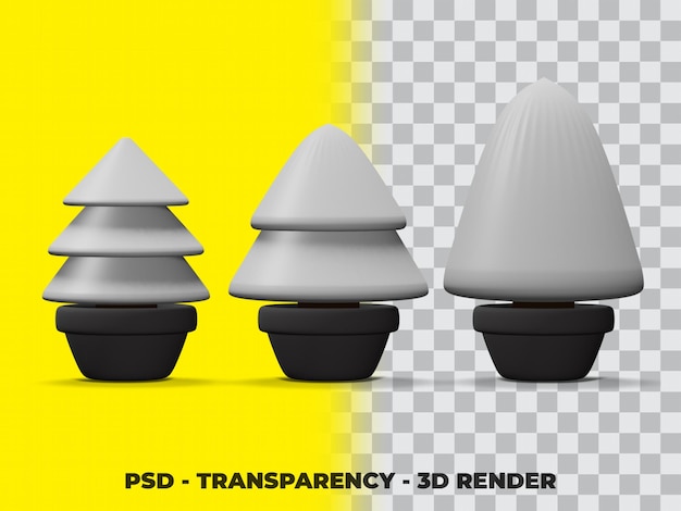 PSD 3d kerst pine tree op de pot met transparantie achtergrond premium psd