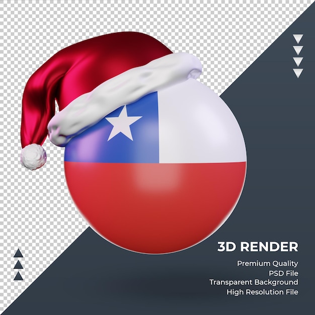 PSD 3d kerst santa claus cap chili vlag rendering vooraanzicht