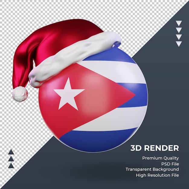 3d kerst santa claus cap cuba vlag rendering vooraanzicht