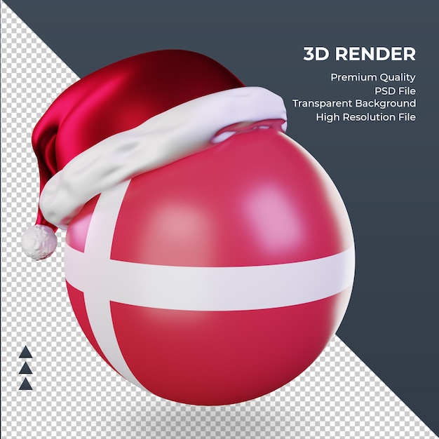 3d kerst santa claus cap denemarken vlag rendering juiste weergave