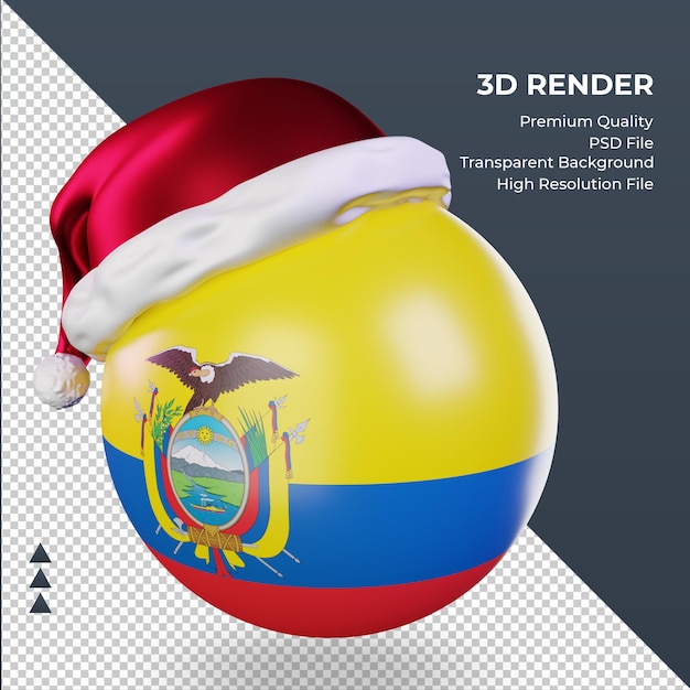 PSD 3d kerst santa claus cap ecuador vlag weergave juiste weergave