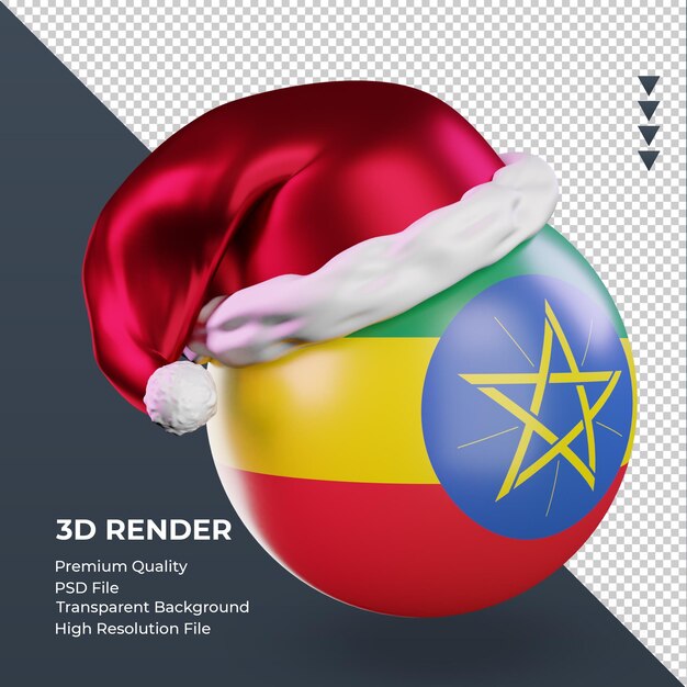 3D kerst santa claus cap Ethiopië vlag weergave linker weergave