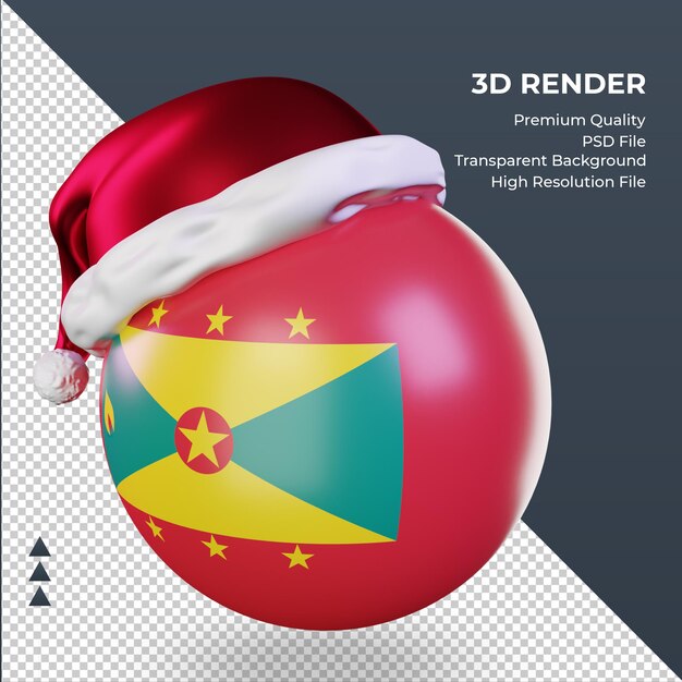 PSD 3d kerst santa claus cap grenada vlag rendering juiste weergave