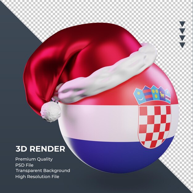 3D kerst santa claus cap Kroatië vlag weergave linker weergave