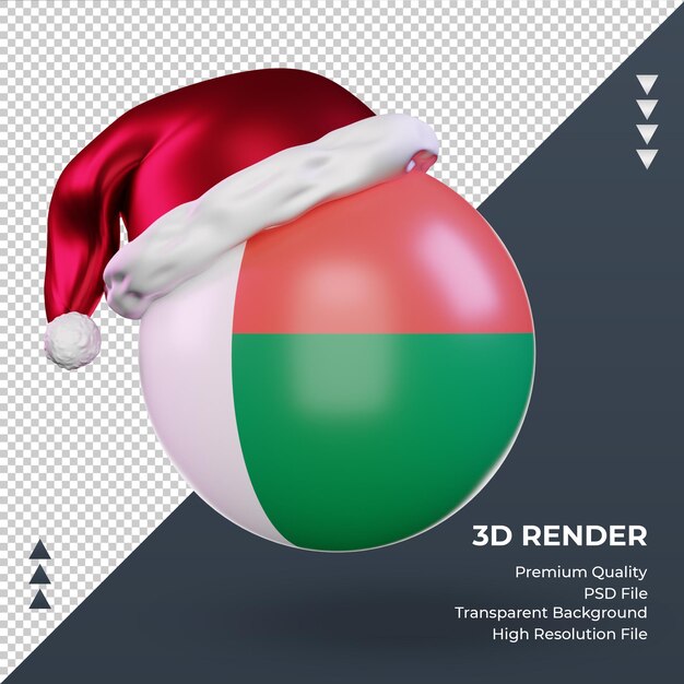 3d kerst santa claus cap madagaskar vlag rendering vooraanzicht