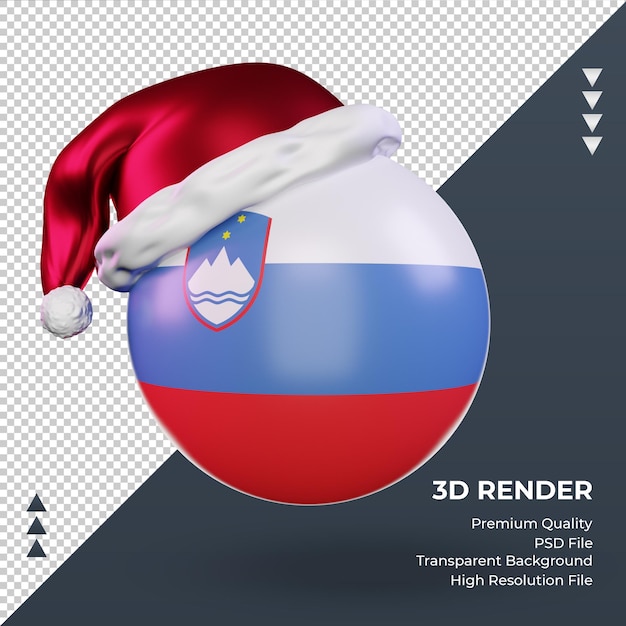 PSD 3d kerst santa claus cap slovenië vlag rendering vooraanzicht