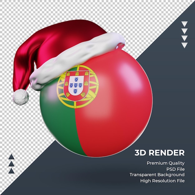 PSD 3d kerst santa claus pet portugal vlag rendering vooraanzicht