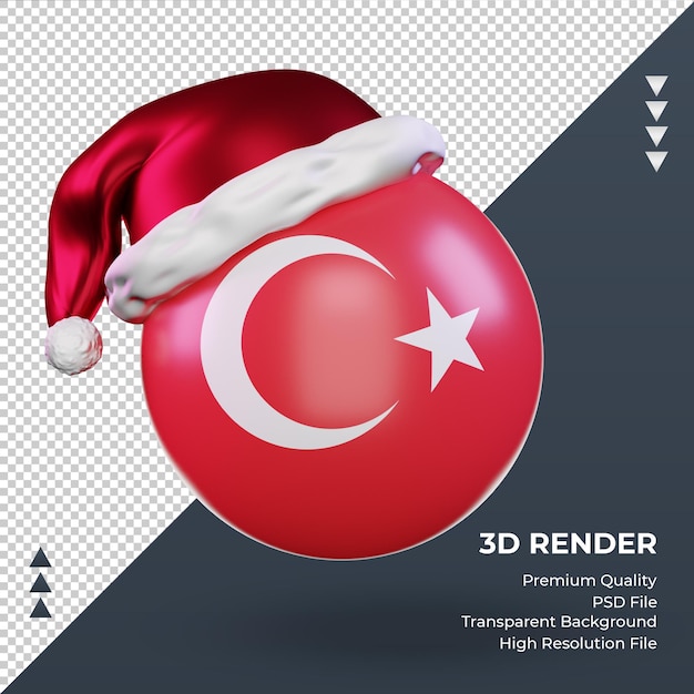 PSD 3d kerst santa claus pet turkije vlag rendering vooraanzicht