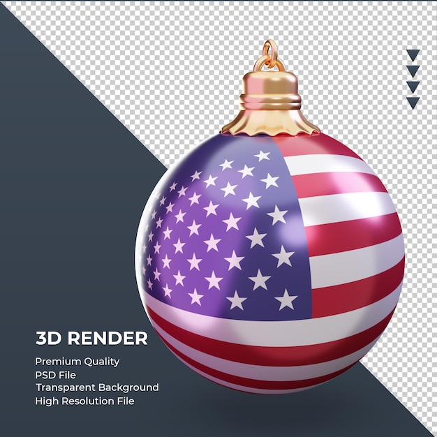 3d-kerstbal amerika vlag rendering linker weergave