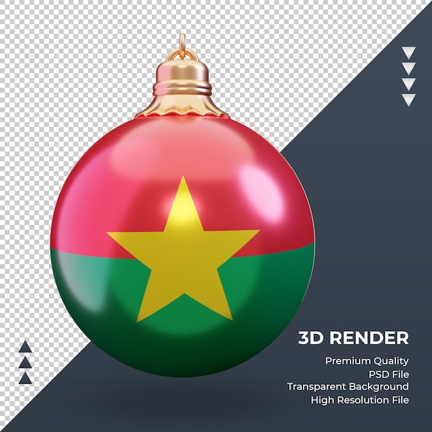 3d-kerstbal burkina faso vlag rendering vooraanzicht