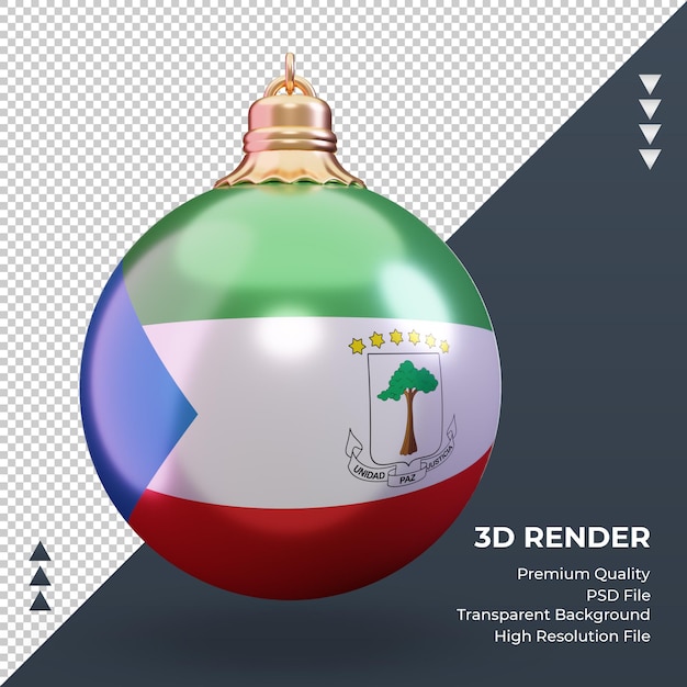 3d-kerstbal equatoriaal-guinea vlag rendering vooraanzicht