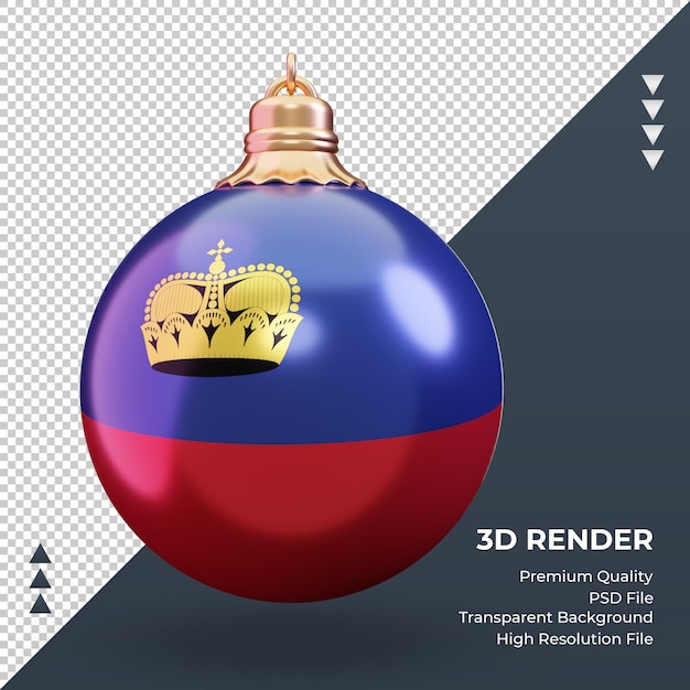 3d-kerstbal liechtenstein vlag rendering vooraanzicht