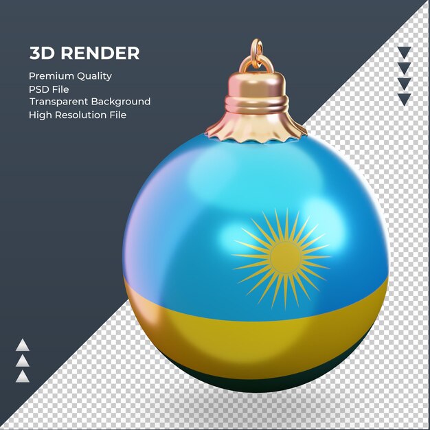 3d-kerstbal rwanda-vlag die de juiste weergave weergeeft