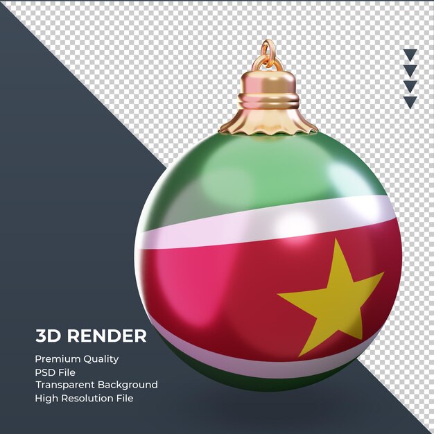 PSD 3d-kerstbal suriname vlag weergave linker weergave