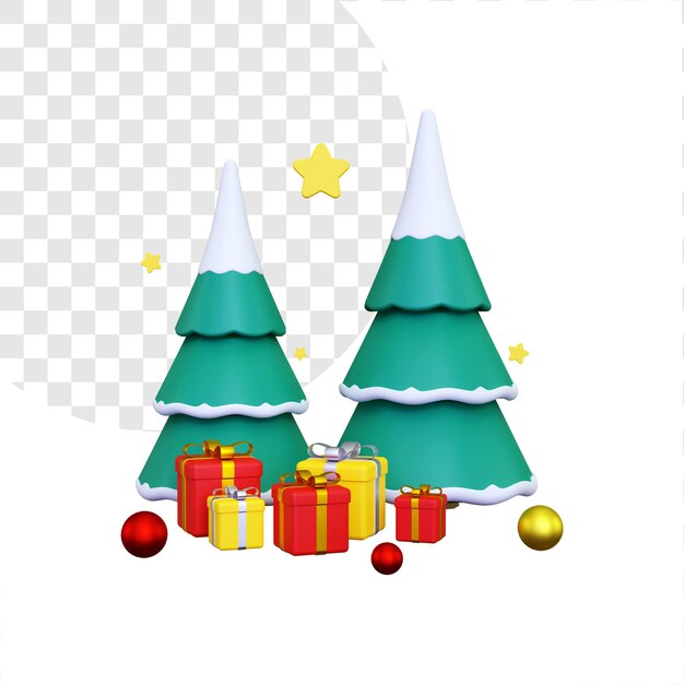 3D-kerstboom en geschenkdoos