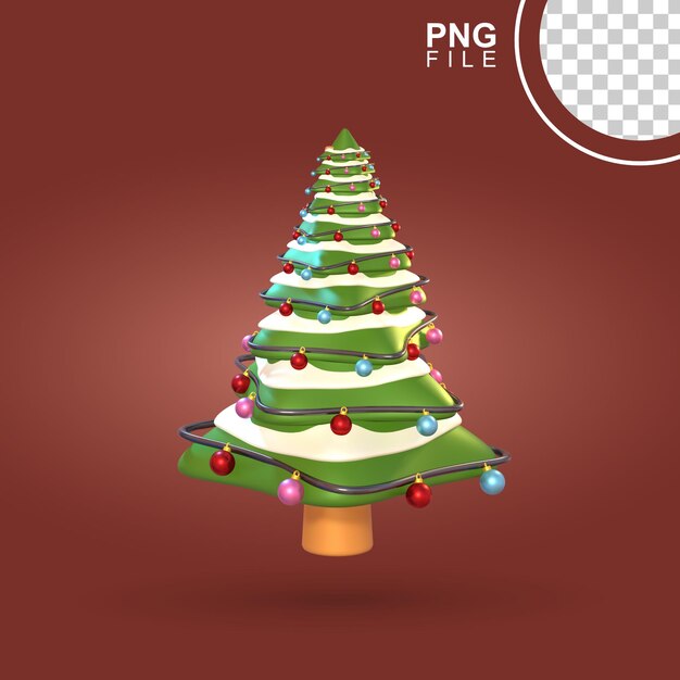 3d-kerstboom met gloeiende ornamenten