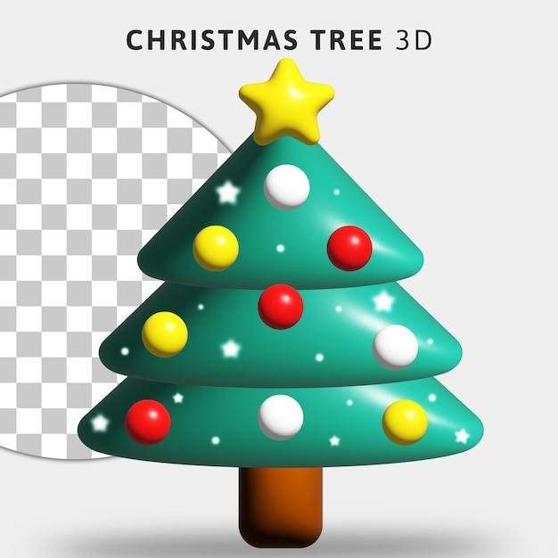 PSD 3d-kerstboom met kerstballen ballen op transparante achtergrond