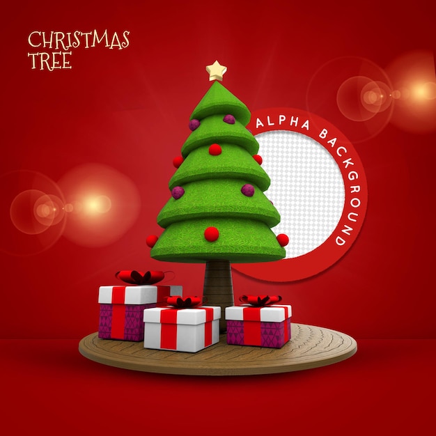 3D-kerstboom voor premium Psd-compositie