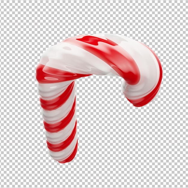 3d kerstcandy wit met rode strepen en transparante achtergrond