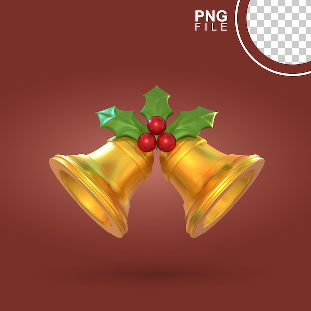 PSD 3d kerstklok en kersen iconische illustratie