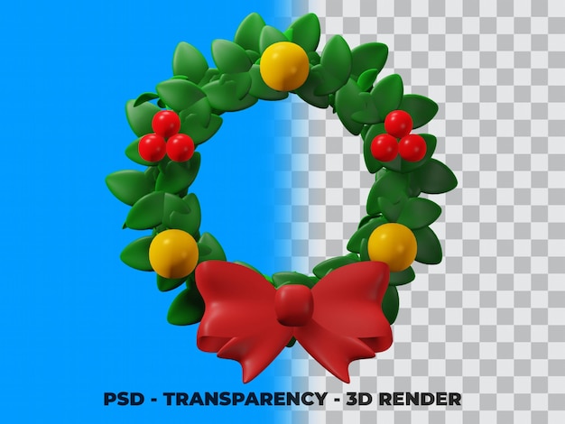 3d-kerstkrans geïsoleerd met transparantie-achtergrond