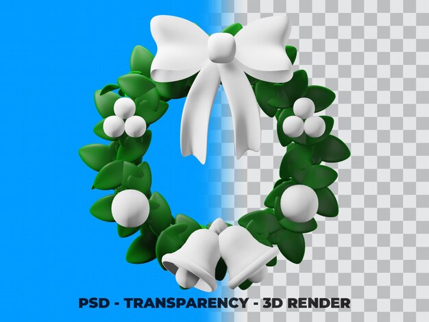 3d-kerstkrans geïsoleerd met transparantie-achtergrond