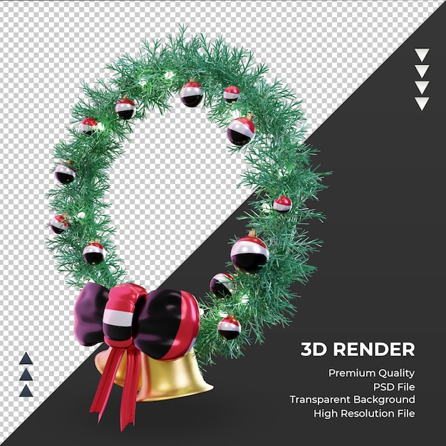 3d-kerstkrans jemen vlag rendering juiste weergave