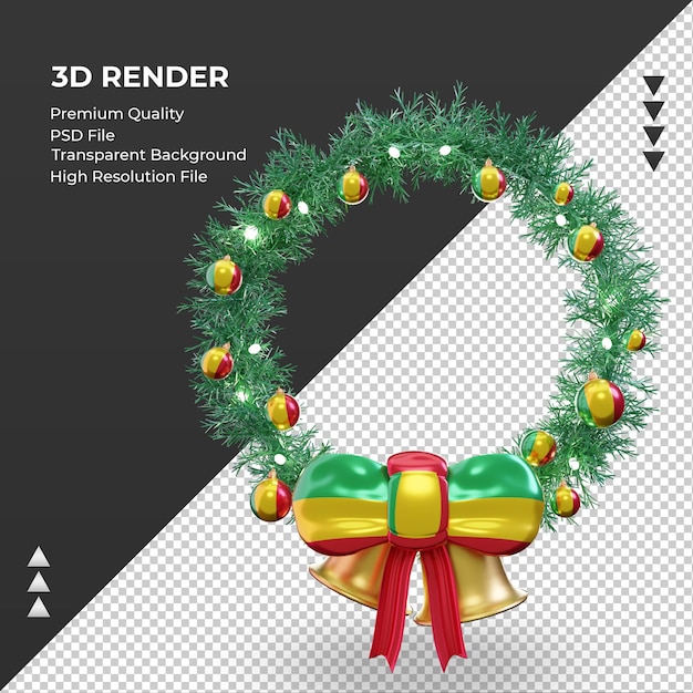 3d-kerstkrans mali vlag rendering vooraanzicht